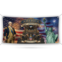 USA 250 Years Banner, Patriotic 1776 2026 Banner, American Flag Fireworks Vinyl Sign, Fourth of July Party Decor, USA Anniversary Sign