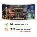USA 250 Years Banner, Patriotic 1776 2026 Banner, American Flag Fireworks Vinyl Sign, Fourth of July Party Decor, USA Anniversary Sign