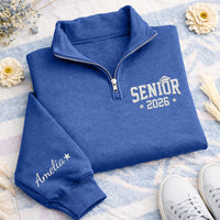 Senior 2026 Embroidered Quarter Zip Sweatshirt, Graduation Pullover, Class of 2026 Apparel, Custom Senior Gift, School Spirit Wear