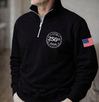 USA 250th Anniversary Embroidered Quarter Zip Sweatshirt, 1776–2026 Patriotic Pullover, 4th of July 250 Years America Gift