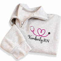 Personalized University Embroidered Quarter Zip Sweatshirt, Custom College Name Pullover, New Student Gift, Campus Apparel