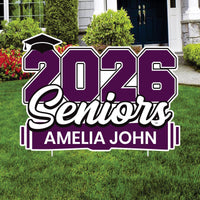 Personalized 2026 Seniors Yard Sign Name & School Name, Graduation Lawn Decoration, Class of 2026 Outdoor Yard Sign with Stakes