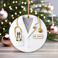 Doctor Ornament, Custom Name Medical Coat Keepsake, Healthcare Worker Ceramic Ornament Gift, Personalized Doctor Christmas Gift