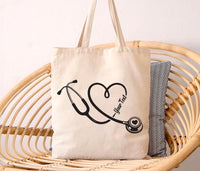 Personalized Nurse Tote Bag, Custom Stethoscope Bag, Nurse Gift Idea, Medical Student Gift, RN CNA Healthcare Worker Gift, Custom Name Tote