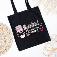Personalized Teacher Tote Bag, Custom Name Teacher Bag, Teacher Appreciation Gift, Back to School Gift, Cute Classroom Supplies Tote Bag