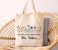 Helping Little Minds Grow Tote Bag, Personalized Teacher Tote Bag, Custom Name Teacher Gift, Teacher Appreciation Gift, Floral Teacher Bag