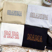 Mama Embroidered Sweatshirt, Grandma Hoodie, Custom Gigi Shirt, Varsity Long Sleeve Shirt, College Block Family Gift for Grandma