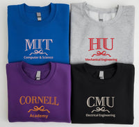 Custom College Bow Embroidered Sweatshirt, Preppy Coquette Hoodie, University Shirt, Graduation Long Sleeve Shirt, Cute College Gift