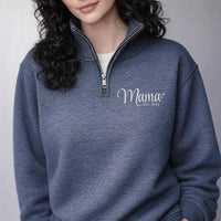 Mama Embroidered Quarter Zip Sweatshirt, Personalized Mama EST Pullover, Custom Kids Names Sleeve Gift for Mom Mothers Day