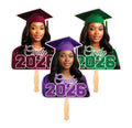 Custom Face Fans With Wooden Handle, Graduation Head, Grad Face Fans, Class of 2026 Head Fans, Graduation Faces on a Stick
