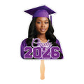 Custom Face Fans With Wooden Handle, Graduation Head, Grad Face Fans, Class of 2026 Head Fans, Graduation Faces on a Stick