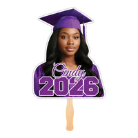 Custom Face Fans With Wooden Handle, Graduation Head, Grad Face Fans, Class of 2026 Head Fans, Graduation Faces on a Stick