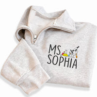 Personalized Science Teacher Embroidered Quarter Zip Sweatshirt, Custom Teacher Pullover, STEM Teacher Gift, Classroom Apparel