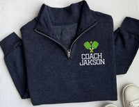 Soccer Coach Embroidered Quarter Zip Sweatshirt, Personalized Team Name Pullover, Custom Soccer Coach Gift, Sports Coach Apparel