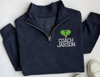 Hockey Coach Embroidered Quarter Zip Sweatshirt, Personalized Team Name Pullover, Custom Hockey Coach Gift, Ice Hockey Apparel
