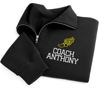 Football Coach Embroidered Quarter Zip Sweatshirt, Personalized Coach Pullover, Custom Team Coach Gift, Football Quarter Zip