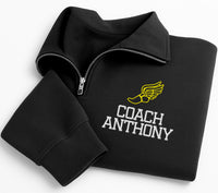 Basketball Coach Embroidered Quarter Zip Sweatshirt, Custom Name Coach Pullover, Personalized Basketball Team Coach Gift Apparel