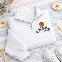 Lacrosse Coach Embroidered Quarter Zip Sweatshirt, Personalized Lacrosse Pullover, Custom Coach Gift, Team Coach Quarter Zip Apparel
