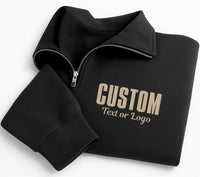 Custom Embroidered Quarter Zip Sweatshirt, Personalized Text or Logo Pullover, Business Team Hoodie Gift, Custom Apparel Wear