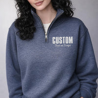 Custom Embroidered Quarter Zip Sweatshirt, Personalized Text or Logo Pullover, Business Team Hoodie Gift, Custom Apparel Wear