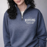 Custom Nursing Embroidered Quarter Zip Sweatshirt, Class of 2026 Nursing Student Gift, Personalized University Name College Grad Gift
