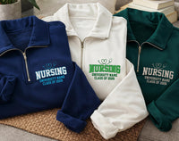 Custom Nursing Embroidered Quarter Zip Sweatshirt, Class of 2026 Nursing Student Gift, Personalized University Name College Grad Gift
