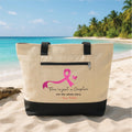 Breast Cancer Awareness Tote Bag Zipper Tote, Pink Ribbon Survivor Gift, Inspirational Quote Gift, Support Fighter Gift, Cancer Gift