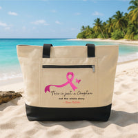 Breast Cancer Awareness Tote Bag Zipper Tote, Pink Ribbon Survivor Gift, Inspirational Quote Gift, Support Fighter Gift, Cancer Gift