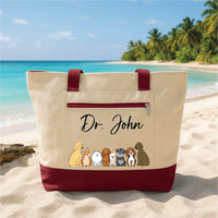 Personalized Veterinarian Tote Bag Zipper Tote, Custom Vet Name Gift, Vet Student Gift, Veterinary Tech Gift, Dog Lover Tote Bag Gift