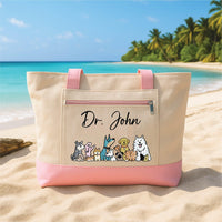 Personalized Veterinarian Tote Bag Zipper Tote, Custom Vet Name Gift, Vet Student Gift, Veterinary Tech Gift, Dog Lover Tote Bag Gift