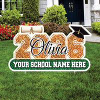 Personalized Graduation 2026 Yard Sign, Custom Name & School Name Yard Decor, Class of 2026 Outdoor Graduation Lawn Sign with Stakes
