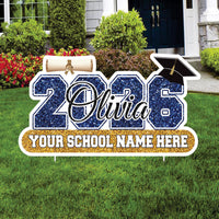 Personalized Graduation 2026 Yard Sign, Custom Name & School Name Yard Decor, Class of 2026 Outdoor Graduation Lawn Sign with Stakes