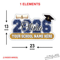 Personalized Graduation 2026 Yard Sign, Custom Name & School Name Yard Decor, Class of 2026 Outdoor Graduation Lawn Sign with Stakes