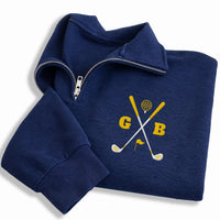 Personalized Golf Embroidered Quarter Zip Sweatshirt, Custom Initial Golf Pullover, Golf Performance Gift, Golf Lover Monogram Zip