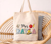 Personalized Teacher Tote Bag, Custom Name Teacher Bag, Back to School Gift, Teacher Appreciation Gift, Cute Classroom Supplies Tote Bag