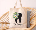 Personalized Dentist Tote Bag, Custom Name Dental Tote Bag, Dentist Gift Idea, Dental Hygienist Gift, Tooth Floral Design Tote Bag