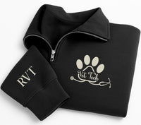 Personalized Vet Tech Embroidered Quarter Zip Sweatshirt, RVT Veterinary Technician Gift, Vet Tech Pullover Animal Lover Apparel