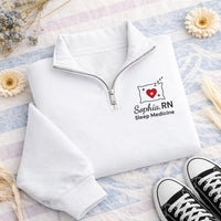 Personalized Sleep Medicine Embroidered Quarter Zip Sweatshirt, Custom RN Nurse Gift, Medical Graduation Gift, Nurse Pullover Apparel