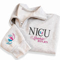 Custom NICU Embroidered Quarter Zip Sweatshirt, Personalized Nurse Pullover, Neonatal Nurse Gift Quarter Zip Sweater