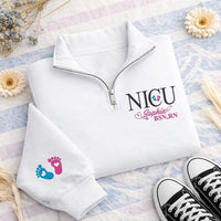 Custom NICU Embroidered Quarter Zip Sweatshirt, Personalized Nurse Pullover, Neonatal Nurse Gift Quarter Zip Sweater