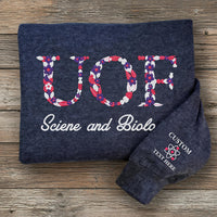 Floral Letter Sweatshirt, Embroidery Flower College Sweatshirt, Custom Gifts For Her, Personalized Floral Sweater