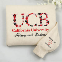 Floral Letter Sweatshirt, Embroidery Flower College Sweatshirt, Custom Gifts For Her, Personalized Floral Sweater