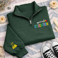 Special Education Embroidered Quarter Zip Sweatshirt, Personalized Teacher Pullover, Custom Name SPED Teacher Gift, School Apparel