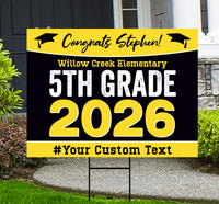 Personalized 5th Grade Graduation Yard Sign 2026, Custom Name School Sign, Elementary Graduation Lawn Decoration, Class of 2026 Yard Sign