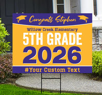 Personalized 5th Grade Graduation Yard Sign 2026, Custom Name School Sign, Elementary Graduation Lawn Decoration, Class of 2026 Yard Sign