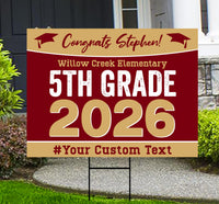 Personalized 5th Grade Graduation Yard Sign 2026, Custom Name School Sign, Elementary Graduation Lawn Decoration, Class of 2026 Yard Sign