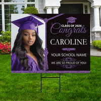 Personalized Graduation Yard Sign 2026 with Photo, Graduate Picture Sign, Class of 2026, Custom Graduation 2026 Yard Sign with Metal H-Stake