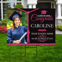 Personalized Graduation Yard Sign 2026 with Photo, Graduate Picture Sign, Class of 2026, Custom Graduation 2026 Yard Sign with Metal H-Stake