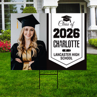 Personalized Graduation Yard Sign 2026 with Photo, Graduate Picture Sign, Class of 2026, Custom Graduation 2026 Yard Sign with Metal H-Stake