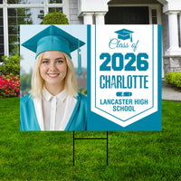 Personalized Graduation Yard Sign 2026 with Photo, Graduate Picture Sign, Class of 2026, Custom Graduation 2026 Yard Sign with Metal H-Stake